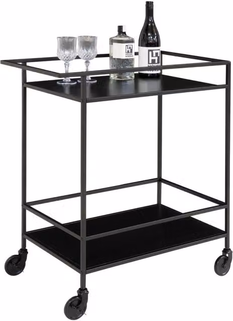 Carrello bar Vita a 2 ripiani in nero con struttura in acciaio, 68×40×79 cm