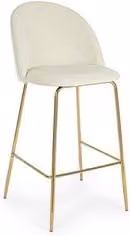 Set di 2 Sgabelli Bizzotto in Velluto Bianco con Struttura in Metallo Dorato