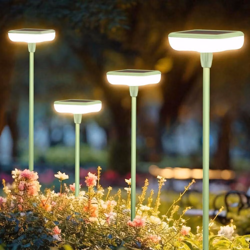 Lampade da giardino solari, colore verde, set da 8, luce bianco caldo 3000K, grado di protezione IP65, 34 lumen