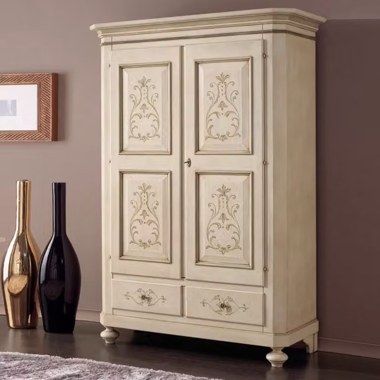 Armadio classico a 2 ante in legno stile shabby chic Mobili 2G L/P/H: 135 x 63 x 203 cm