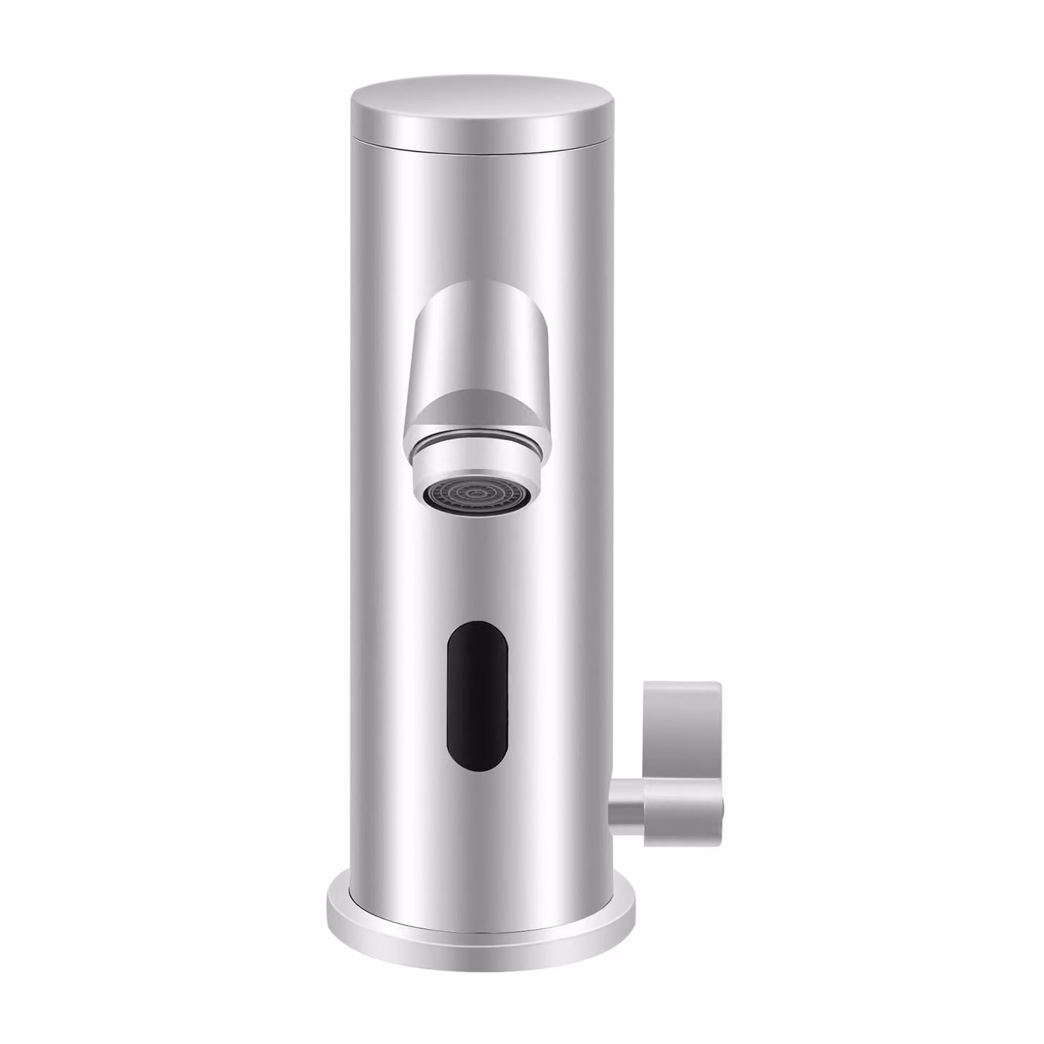 Miscelatore per lavabo senza contatto, realizzato in ottone e acciaio inossidabile 304, altezza totale 18,1 cm, lunghezza del beccuccio 14,9 cm, intervallo di temperatura 0-55°C, distanza di rilevamento 15 cm
