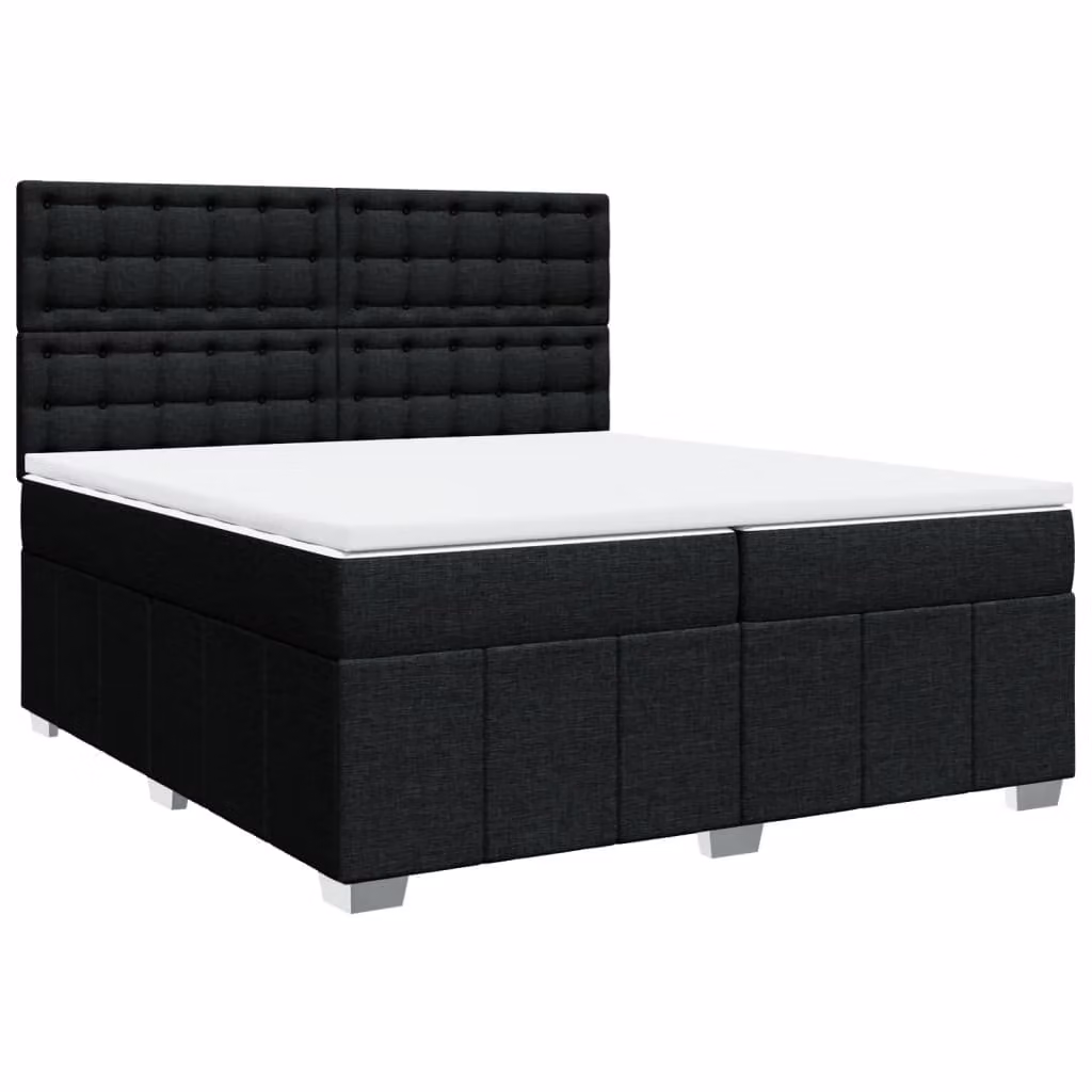 Giroletto a Molle con Materasso Nero 200x200 cm in Tessuto