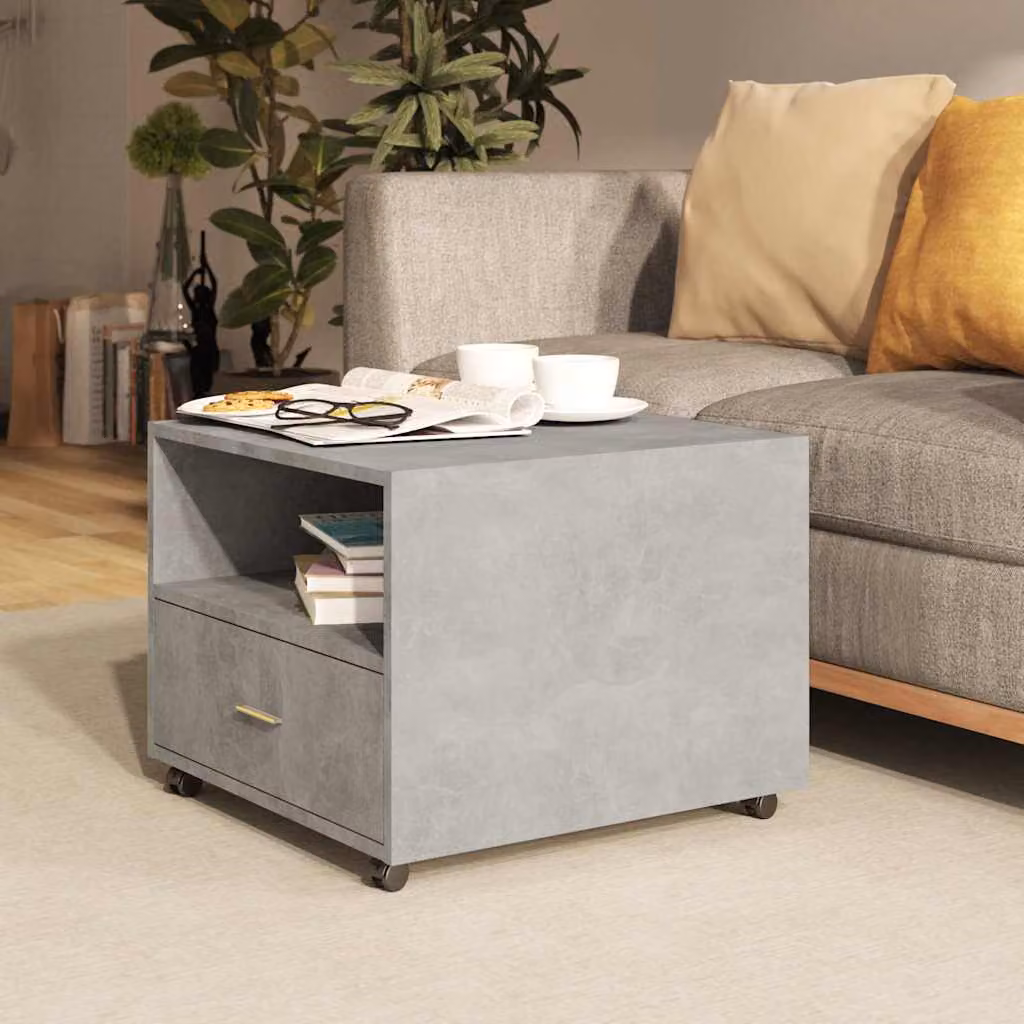 vidaXL Tavolino da salotto moderno in legno e composito, Grigio, L 55 x P 55 x H 40 cm