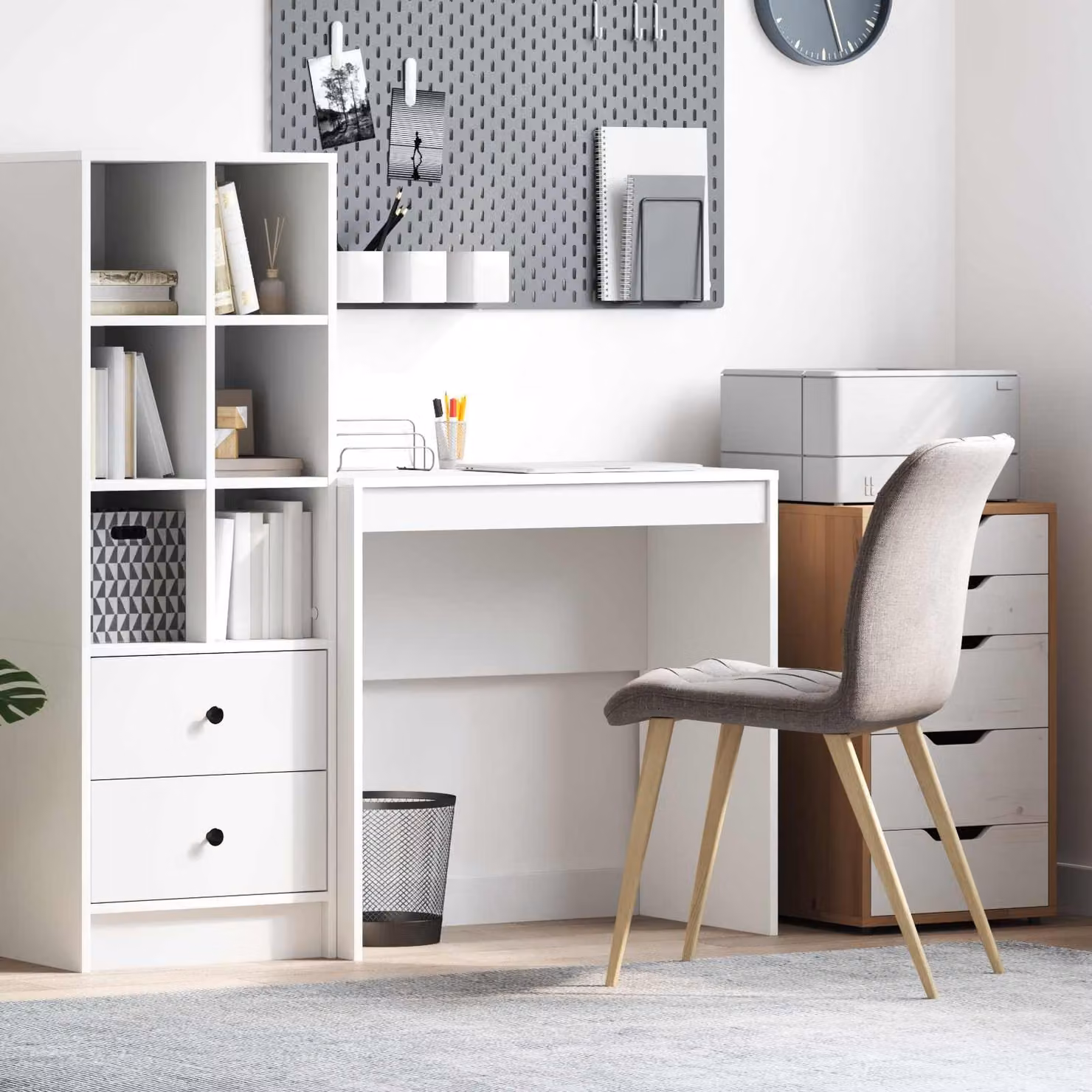 Scrivania minimalista vidaXL in MDF bianco L 80 x P 40 x H 76 cm