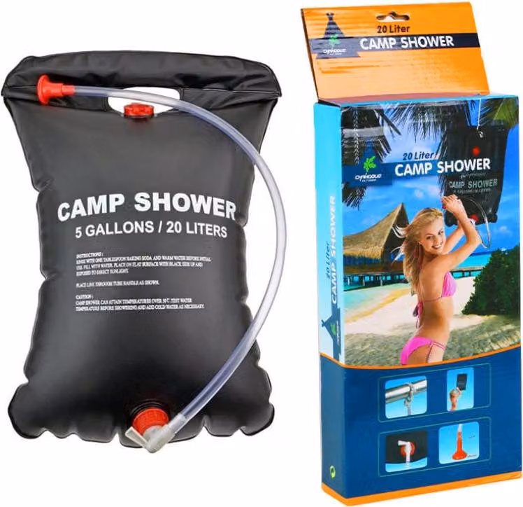 Contenitore per doccia da campeggio da 20l con flusso d'acqua regolabile