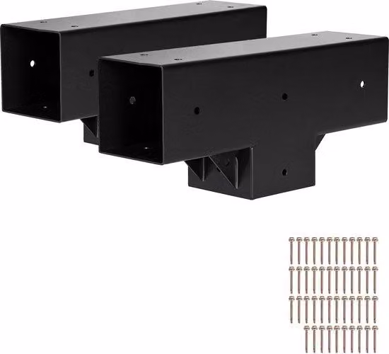 Kit per pergole, set da 2, forma a "T", sezione 4x4 cm, braccio regolabile in 3 posizioni. Kit in legno per gazebo, con viti, adatto per pali in legno di 3,5x3,5 pollici, ideale per eventi all'aperto