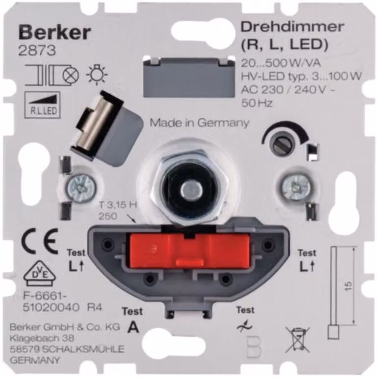 Berker dimmer rotativo 20-500W/VA 2873
