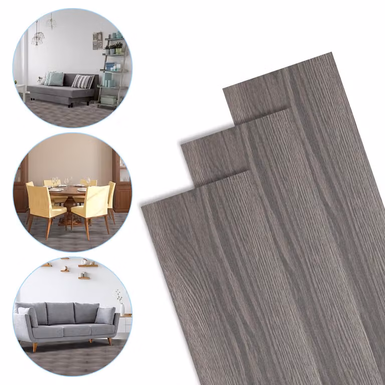 Ikodm Laminato vinilico 1 m² autoadesivo, rovere scuro, 7 pezzi, pavimento con effetto legno, design a listoni, al tatto come il vero legno