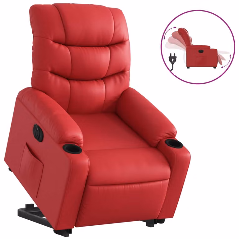 SYFAX™ Poltrona Alzapersona Reclinabile Elettrica Rossa in Pelle finta