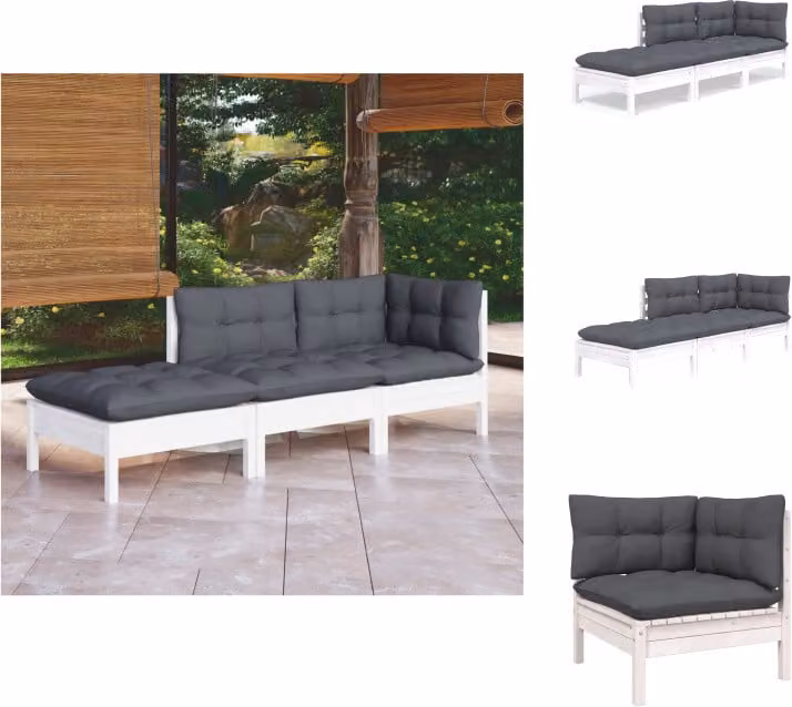 vidaXL Set di 3 pezzi da giardino con cuscini in legno di pino massiccio - Set di mobili da giardino