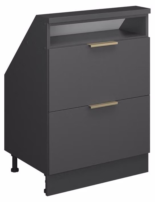 Mobile cucina sottotetto Vicco R-Line Antracite-oro 60 cm con 2 cassetti, Model 60623