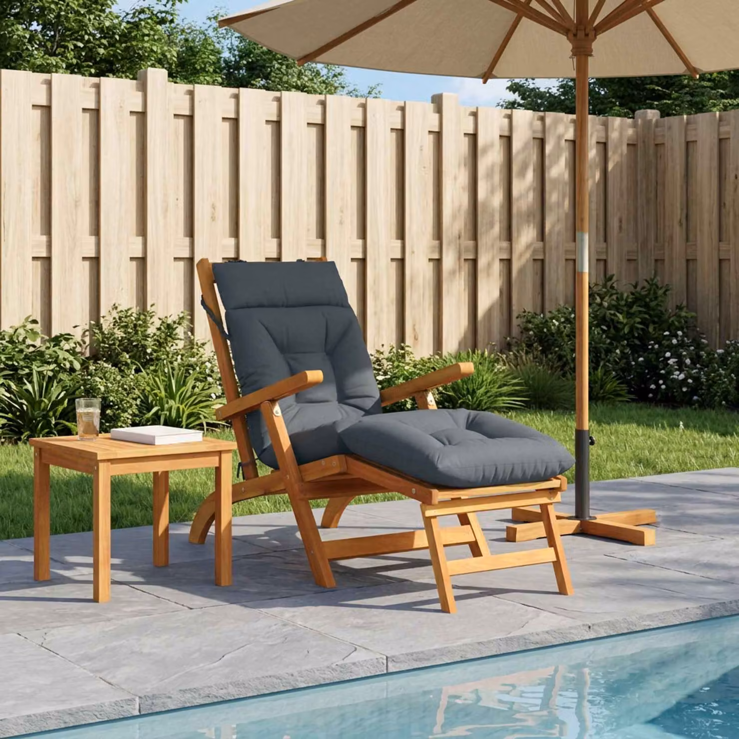 Cuscino per lettino vidaXL VIANEN blu in 100% poliestere L 200 x P 50 x H 8 cm