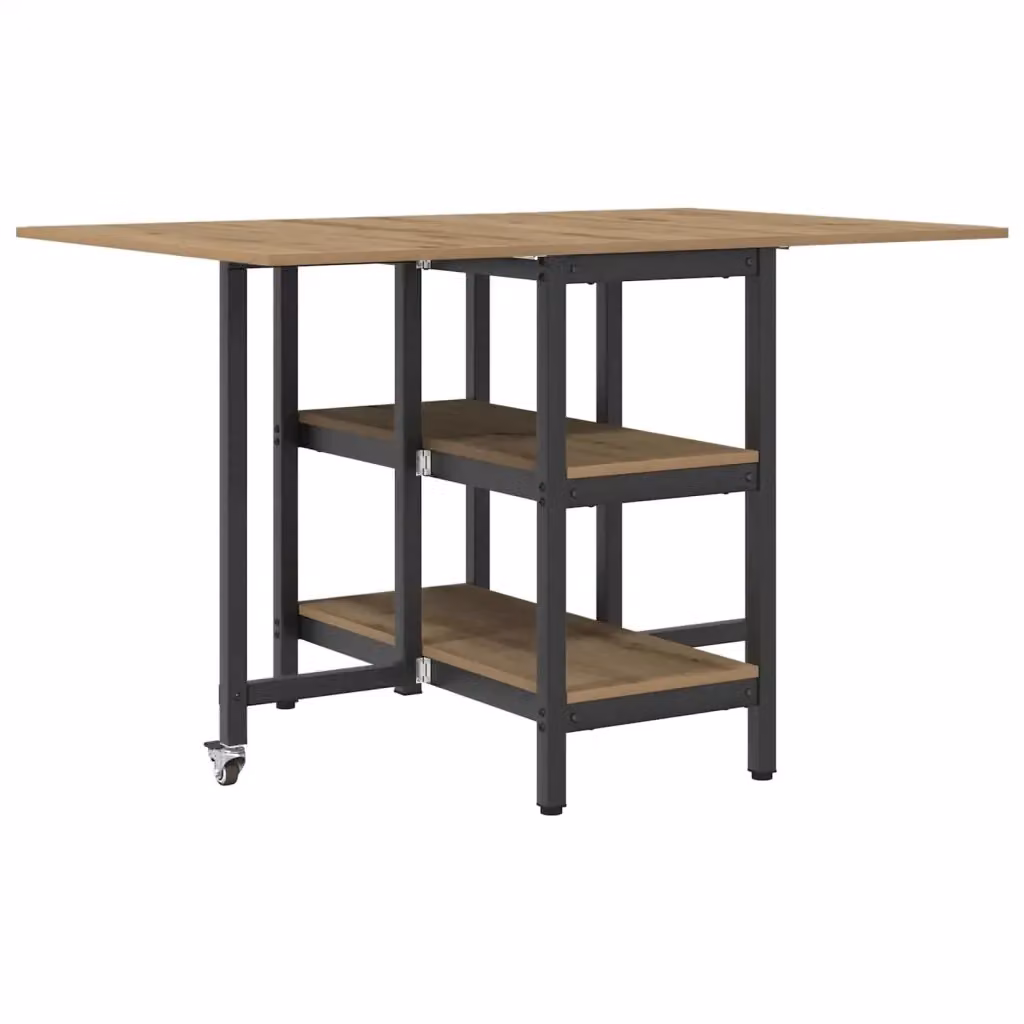Tavolo da pranzo rettangolare moderno vidaXL in legno e metallo marrone L: 122 cm, P: 80 cm, H: 76,5 cm – 2