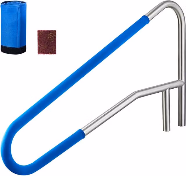 Corrimano per Piscina HXFS-01 137,1 x 81,3 cm in Acciaio Inox 304 Carico 100 kg Robusto e Pratico con Rivestimento Antiscivolo Argento