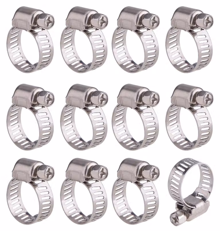 Fascette stringitubo, confezione da 12, da 9 a 16 mm, in acciaio inossidabile, regolabili