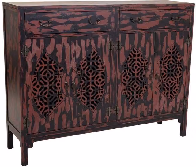 Credenza in legno rosso 136x36x106h