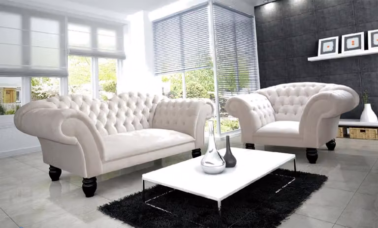 Chesterfield Sofagarnitur Sofa Couch Polster Sitz Designer Garnitur 3+1