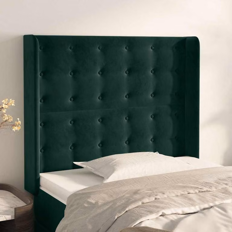 Testiera ad orecchio vidaXL in velluto verde scuro L: 93 cm, P: 16 cm, H: 118-128 cm