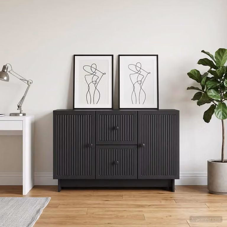 Credenza moderna vidaXL in legno ingegnerizzato nero lucido L 89 x P 34,5 x H 60 cm