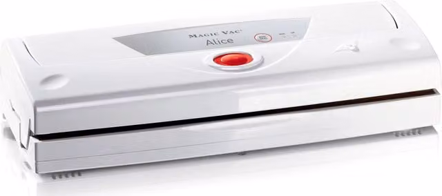 Macchina per sottovuoto Bauer Magic Vac in plastica bianca con camera di vuoto e vano per il cavo