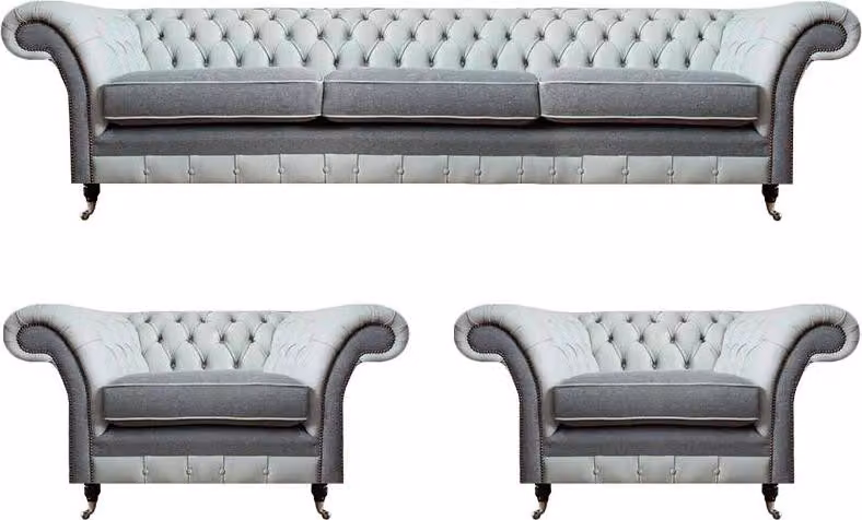 Sofagarnitur Chesterfield Textil Sofas 3+1+1 Polster Set Garnitur Wohnzimmer