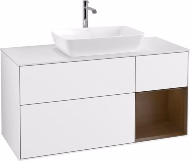 V&B illuminazione a parete del mobiletto Finion 120 cm, Pl w m, Reg wal ven, glo wh. Lac