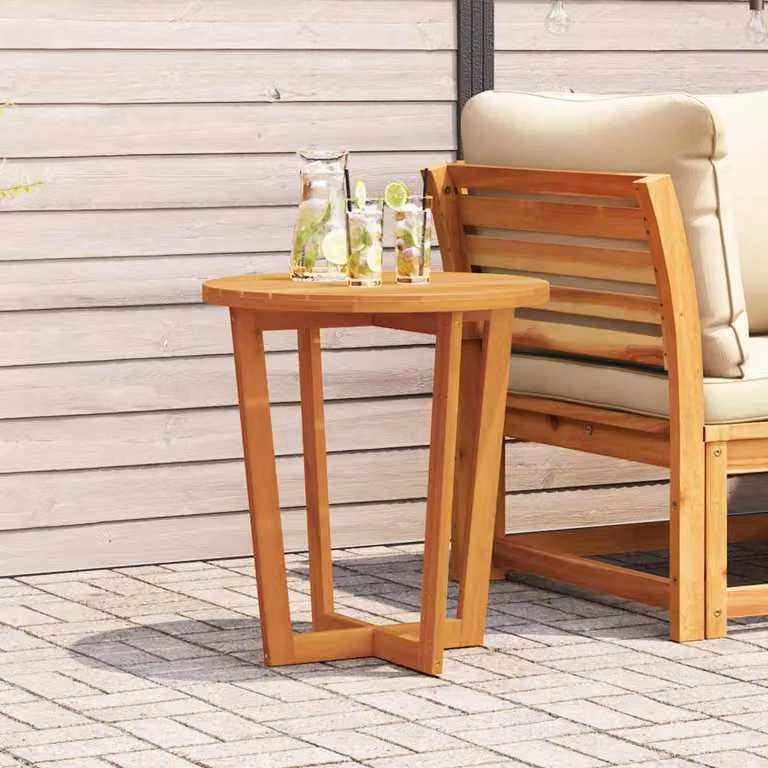 vidaXL Tavolino da giardino rotondo in legno di acacia oliato, colore marrone, Ø 70 x H 75 cm