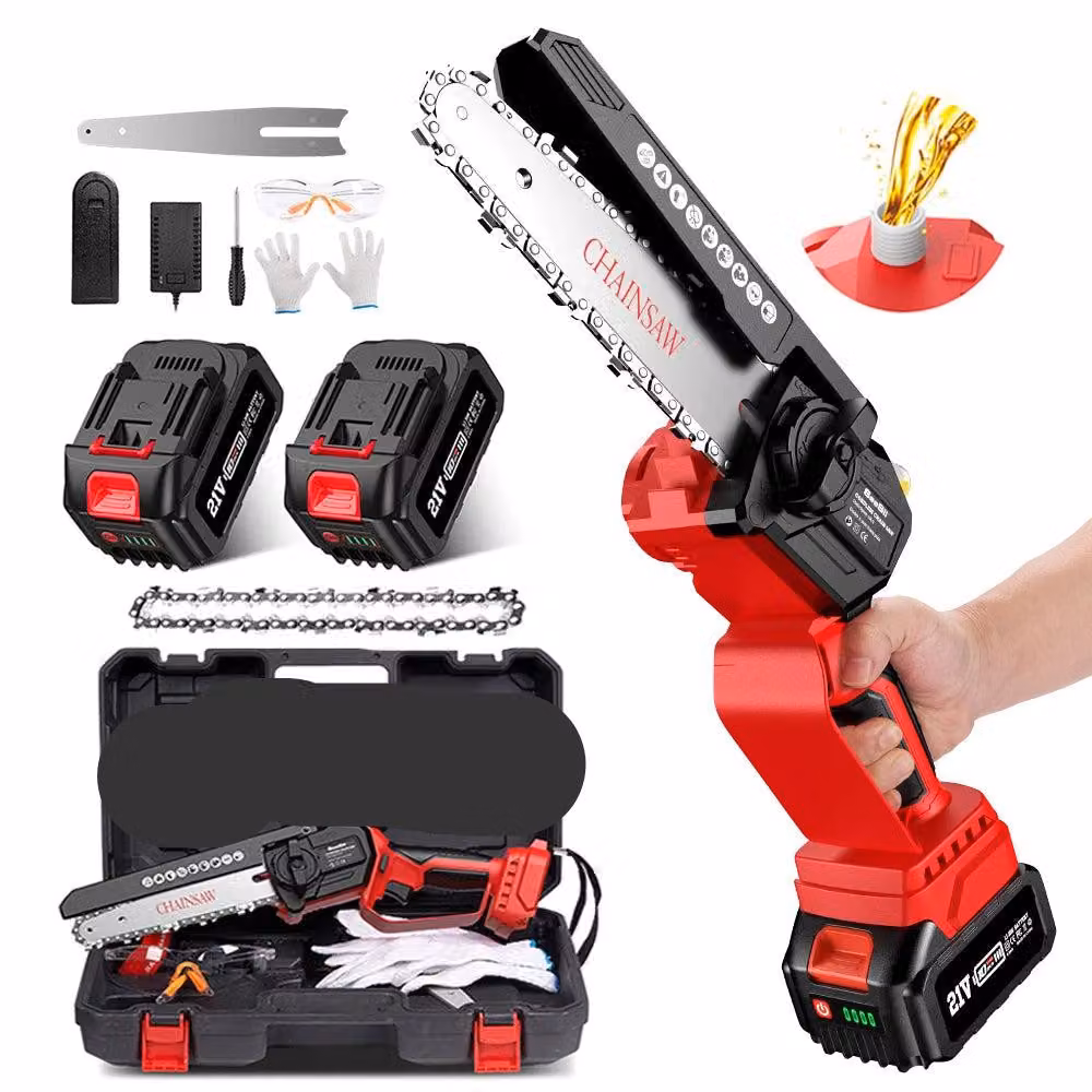 Mini motosega - Motosega - Sega a mano - Sega da potatura - 6 Inch - Portatile - Senza fili - 800W - per il giardino