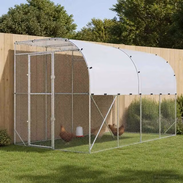 Gabbia per Polli Contro il Muro Argento 600 x 150 x 215 cm 3434736