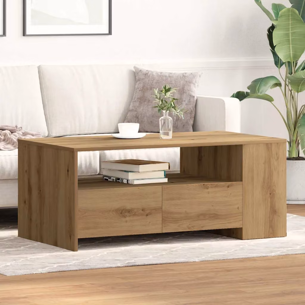 Tavolino da salotto moderno vidaXL in rovere marrone L: 102 cm, P: 55 cm, H: 43,5 cm