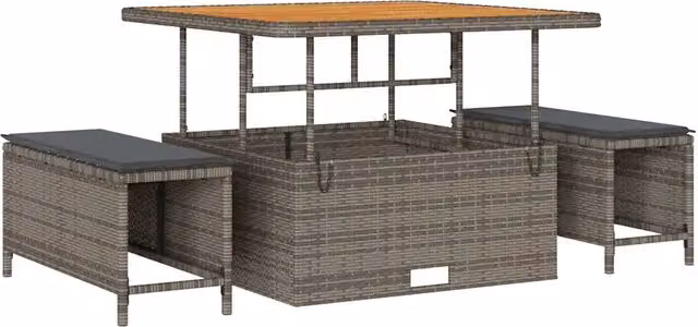 Set da Pranzo per Giardino | Set Salotto da Giardino Grigio polyrattan