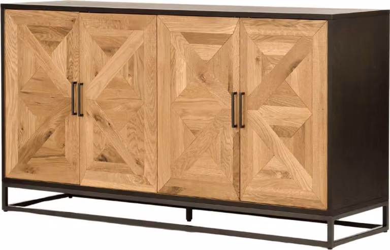 FURNLUX Credenza Indus in rovere e grafite 160 cm / Colore principale: Beige / Dimensioni: 160 x 87 x 46 cm