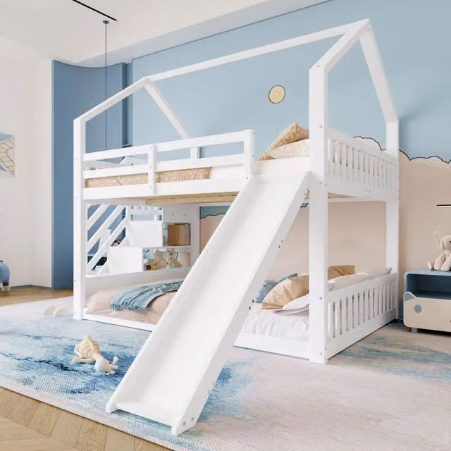 letto a castello in pino bianco 254 x 251 cm