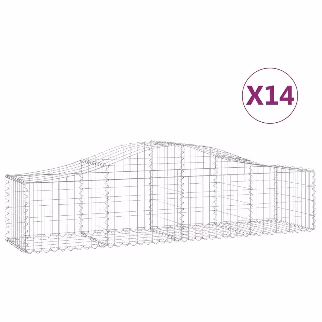 Set di 14 Cesti Gabbioni ad Arco vidaXL in Acciaio Zincato Grigio L: 200 cm, P: 50 cm, H: 40/60 cm – 2