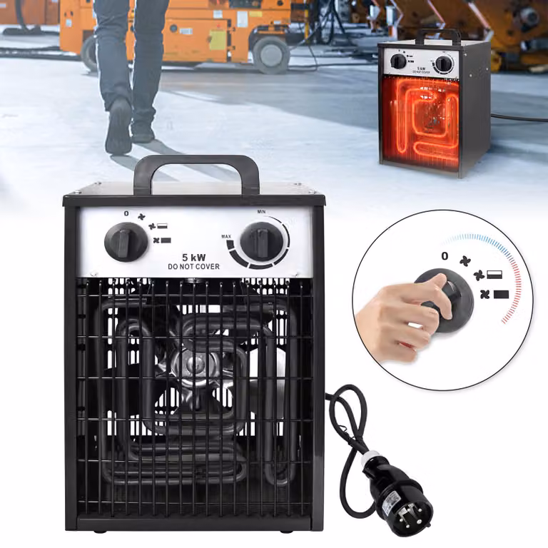 Riscaldatore elettrico per esterni - Riscaldatore da giardino - Riscaldatore per patio - Autonomo - Portatile - Potenza: 5 kW
