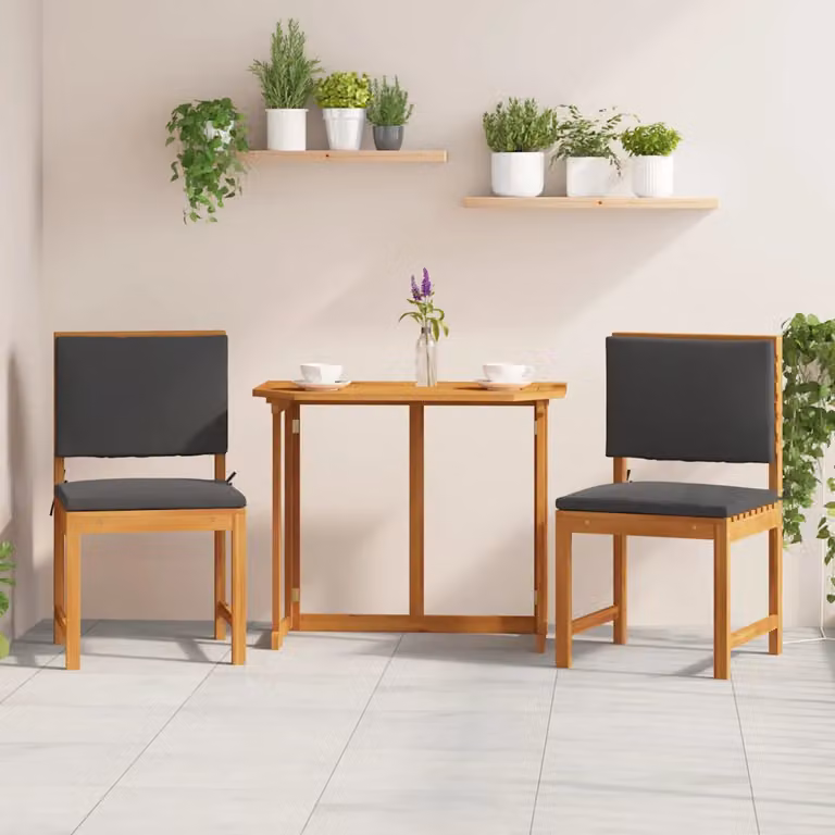 Set di 2 sedie da giardino vidaXL in legno di acacia marrone con cuscini inclusi