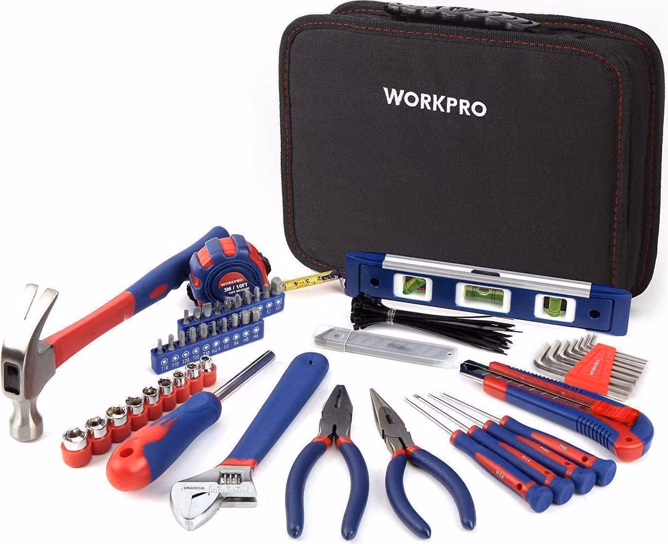 WORKPRO Set di utensili da 100 pezzi per lavori e riparazioni a domicilio