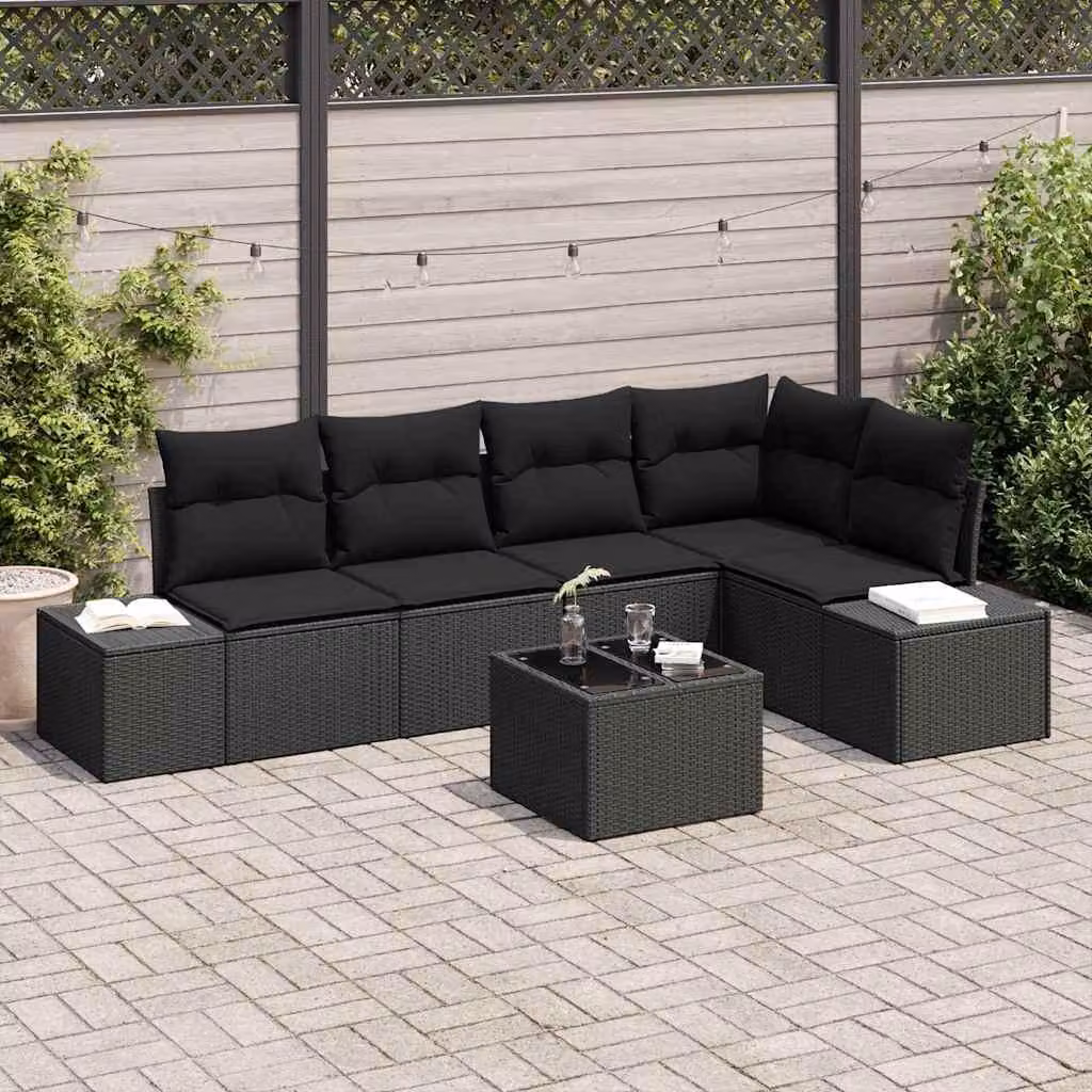 Maison Exclusive - Set divani da giardino con contenitore Nero Poly-Rattan