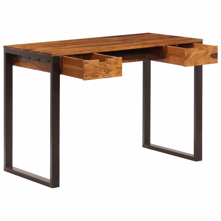 scrivania vidaXL 110 x 55 x 78 cm in legno massiccio e acciaio