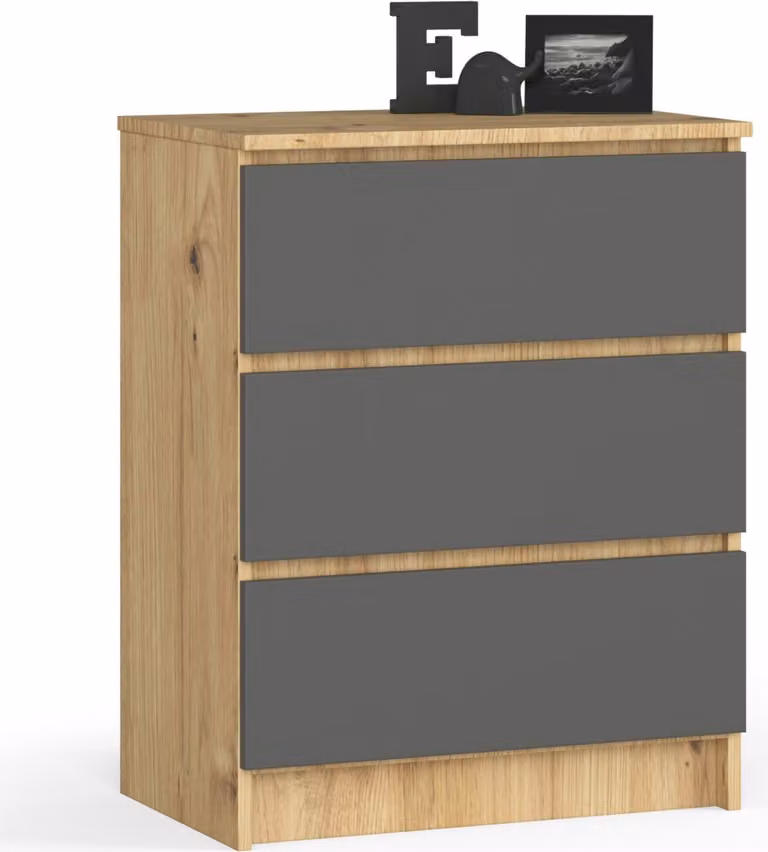 Comò K60 3 Cassetti Rovere Artisan Grigio Grafite