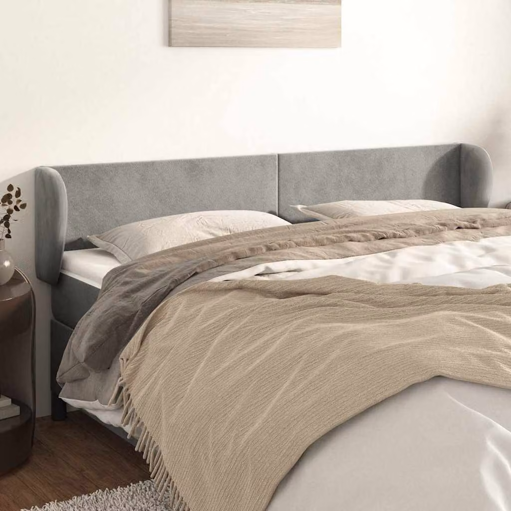 Testiera ad orecchio vidaXL in velluto grigio chiaro L: 183 cm, P: 23 cm, H: 78/88 cm