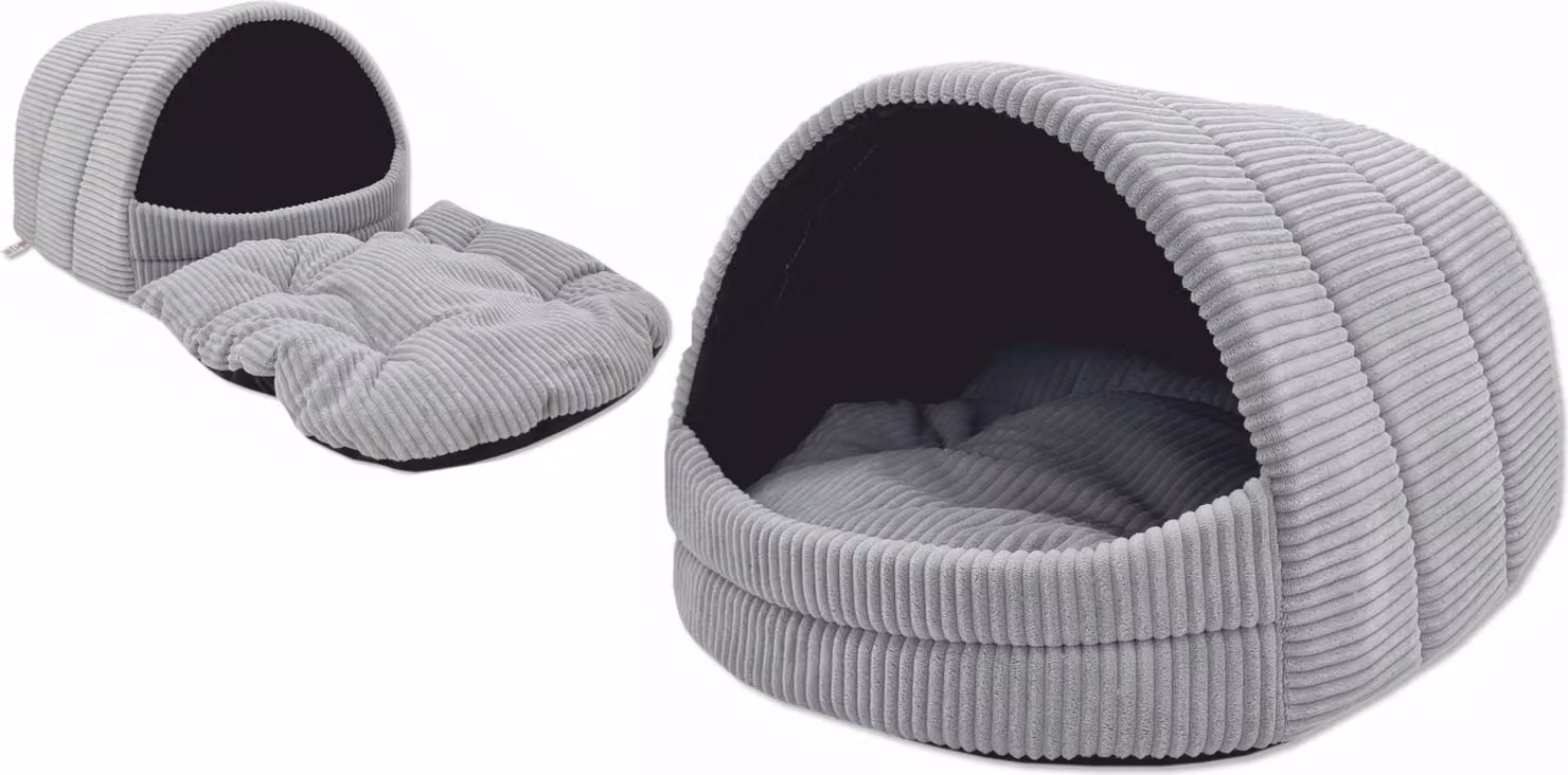 grotta per cani, cuccia per cani 36x49x45cm - velluto a coste