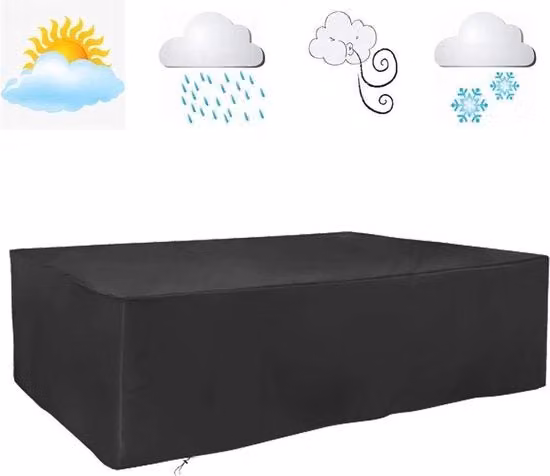 Cuscini per tavolo esterno impermeabili per patio - Nero - Resistente alla abrasione e UV - 420D tessuto Oxford - Dimensioni rettangolari 305x95x83 cm