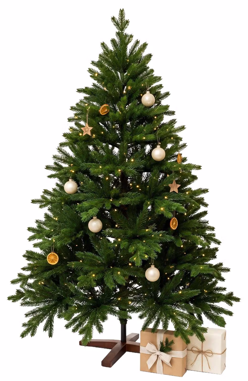 Albero di Natale NORDMANN LED 150 in polietilene verde 112x150 cm