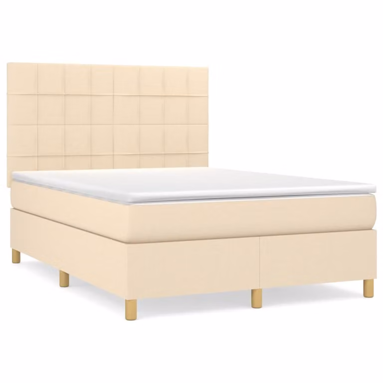 Giroletto a Molle con Materasso Crema 140x19 cm in Tessuto