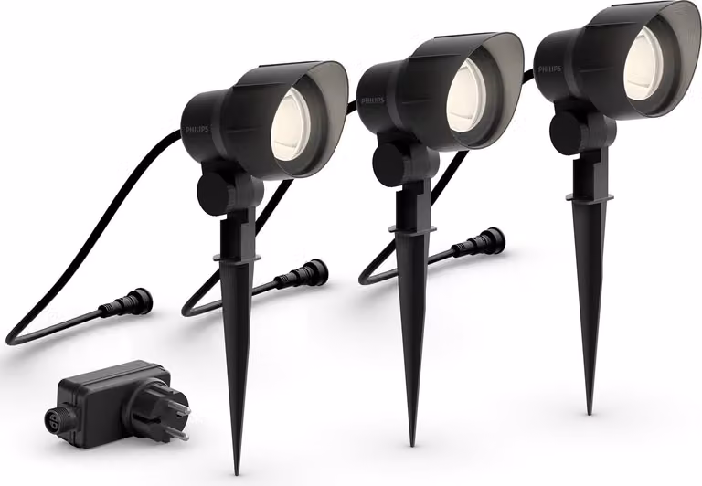 Set di 3 faretti LED per esterni, Philips, nero