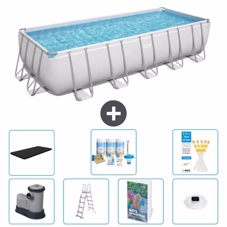 Bestway Power Steel, piscina rettangolare - 640x274x132 cm - composta da 6 parti, modello S576