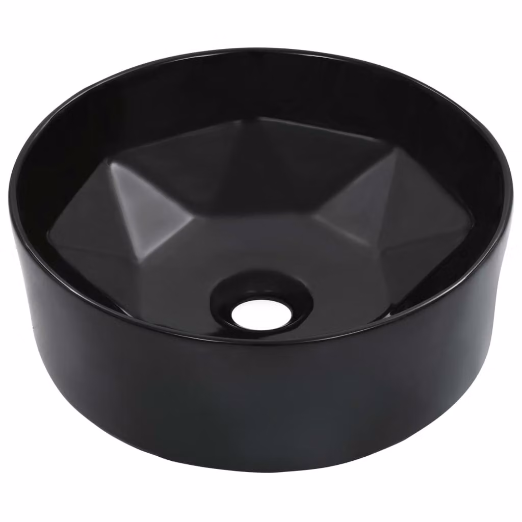 The Living Store Lavabo 36 x 14 cm in Vetroceramica nero