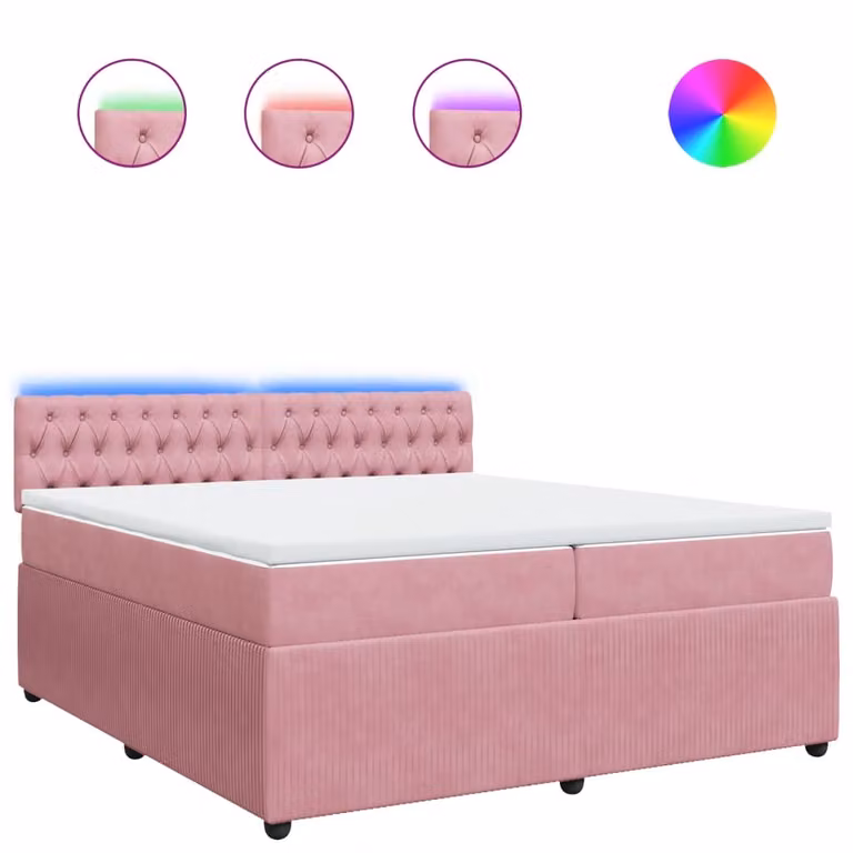 Giroletto a Molle con Materasso Rosa 200x200 cm in Velluto