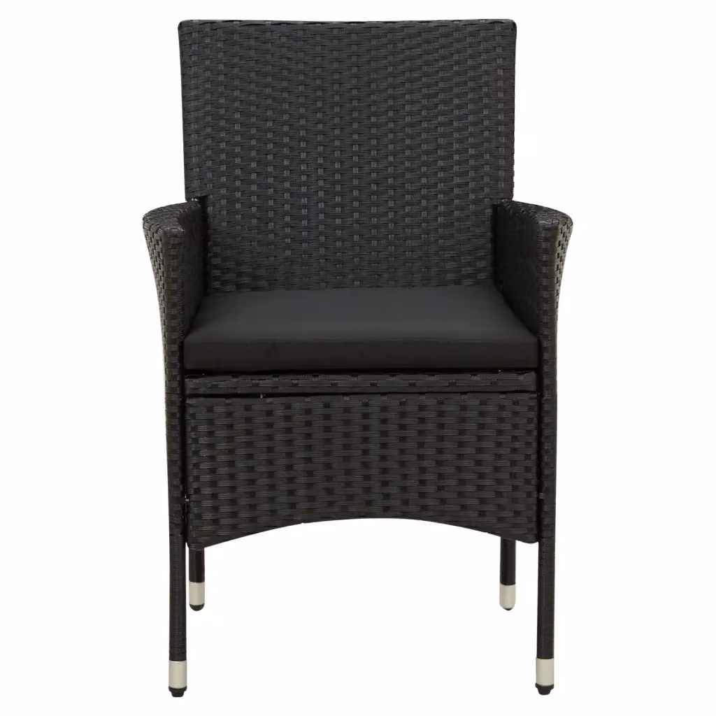 Set di 4 sedie da giardino con cuscini vidaXL in polyrattan nero con braccioli – 2